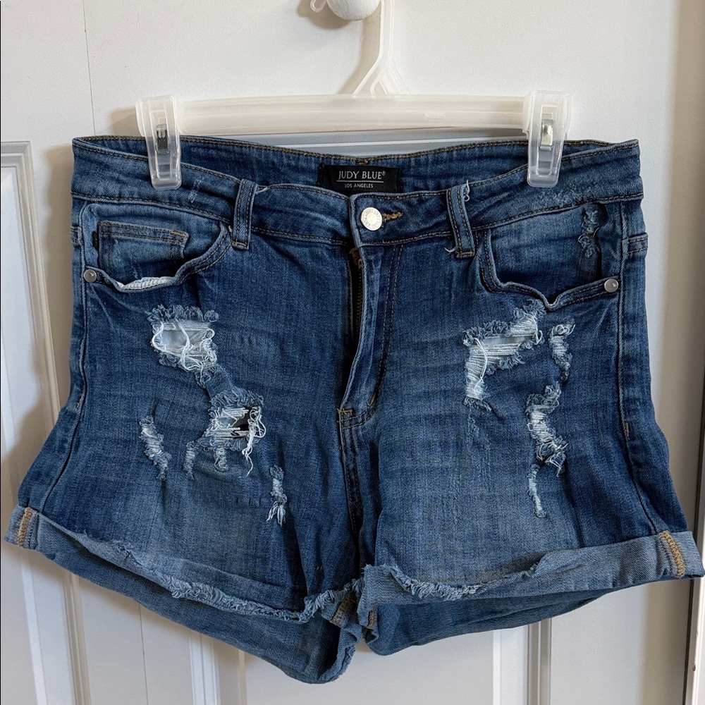 Judy Blue Women's Distressed Denim Shorts - Blue
